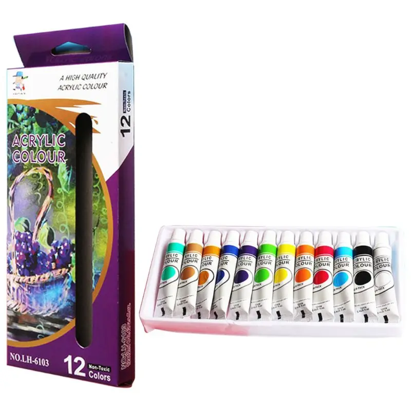 

12 x 12ml Heavy Body Colors Rich Pigments Acrylic Paint Set for Painting Crafts U4LD