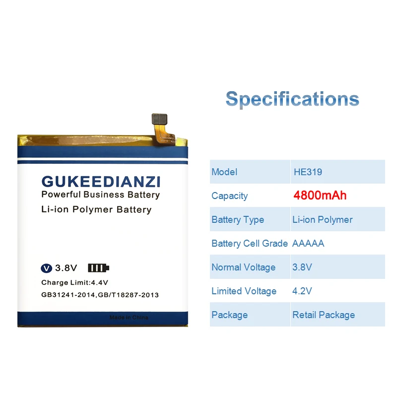GUKEEDIANZI HE319 4800mAh For Nokia 3 Nokia3 TA-1020 1028 1032 1038 Li-polymer Batteries
