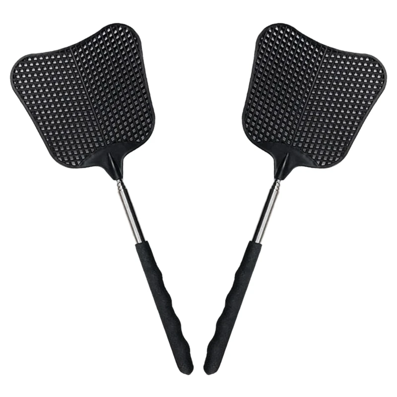 

Mosquito and Fly Killing Plastic Fly Swatter Retractable Stainless Steel Rod, Suitable for Indoor and Outdoor Use (2 Pack) Retai