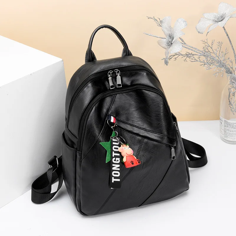 

College Style PU Ladies Backpack Waterproof Wear Resistant Vintage Women Bagpack Leisure Multifunction Travel Small Backbag