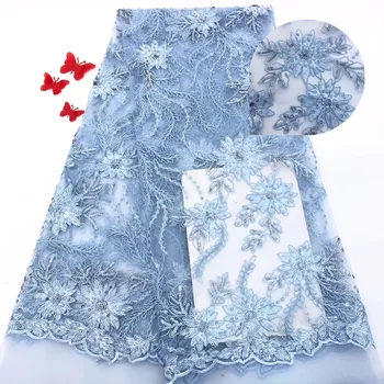 

New Designs Nigerian Wedding Lace 2018 Popular African French Net Mesh Beaded Stones Lace Fabric High Quality For Dresses