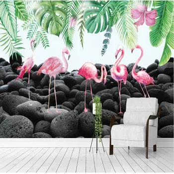 

milofi custom large wallpaper mural tropical rain forest plant flamingo living room bedroom TV background wall