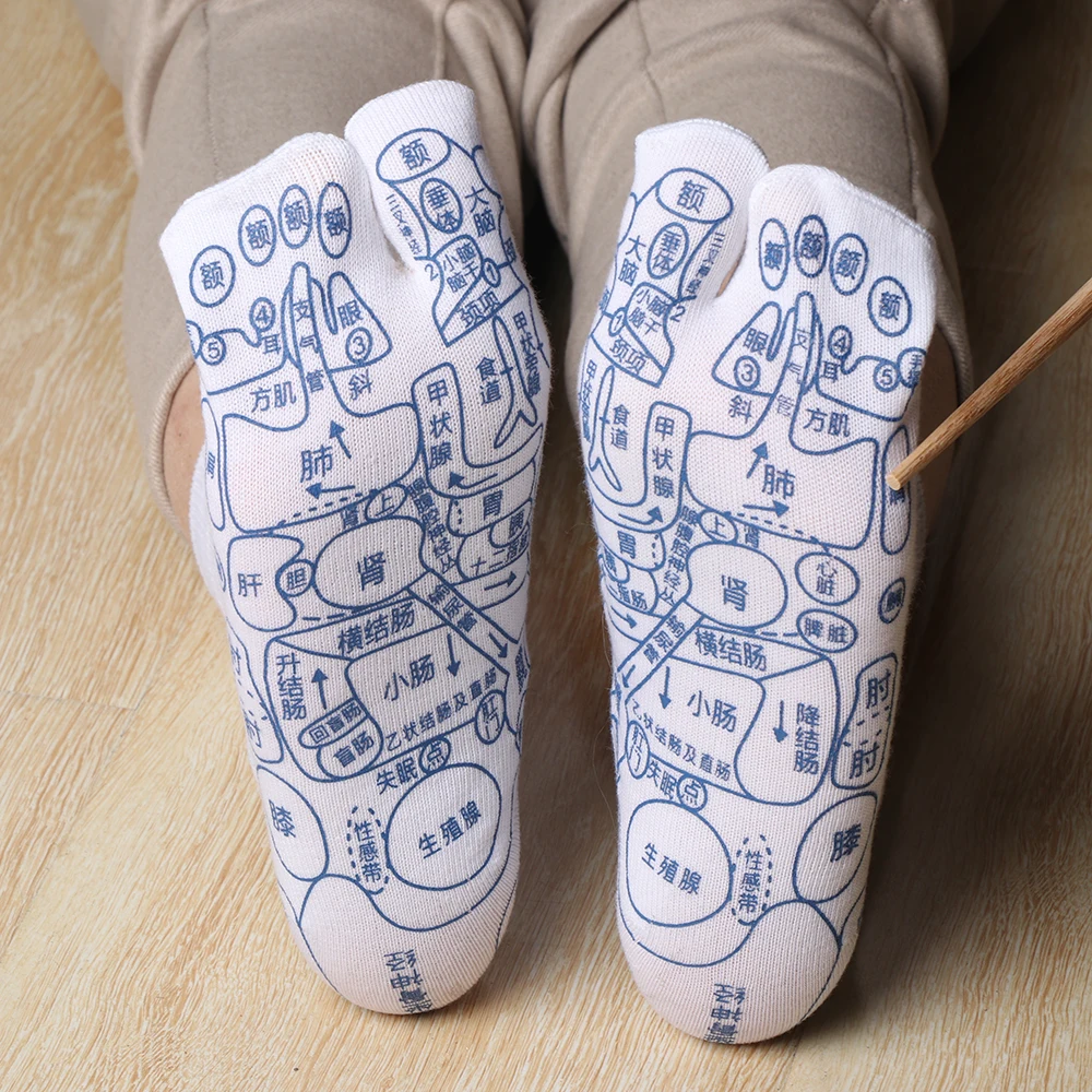 

1 Pair Acupoints Illustration Foot Massage Socks Figure Novice Plantar Acupoint Massage Foot Massage Point Socks Foot Care Tool