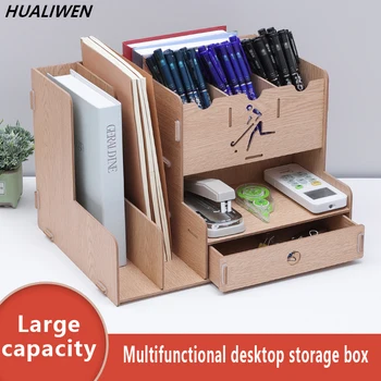 

Multi-function Wooden Desktop Pen Holder Office School Storage Case Desk Pen Pencil Organizer