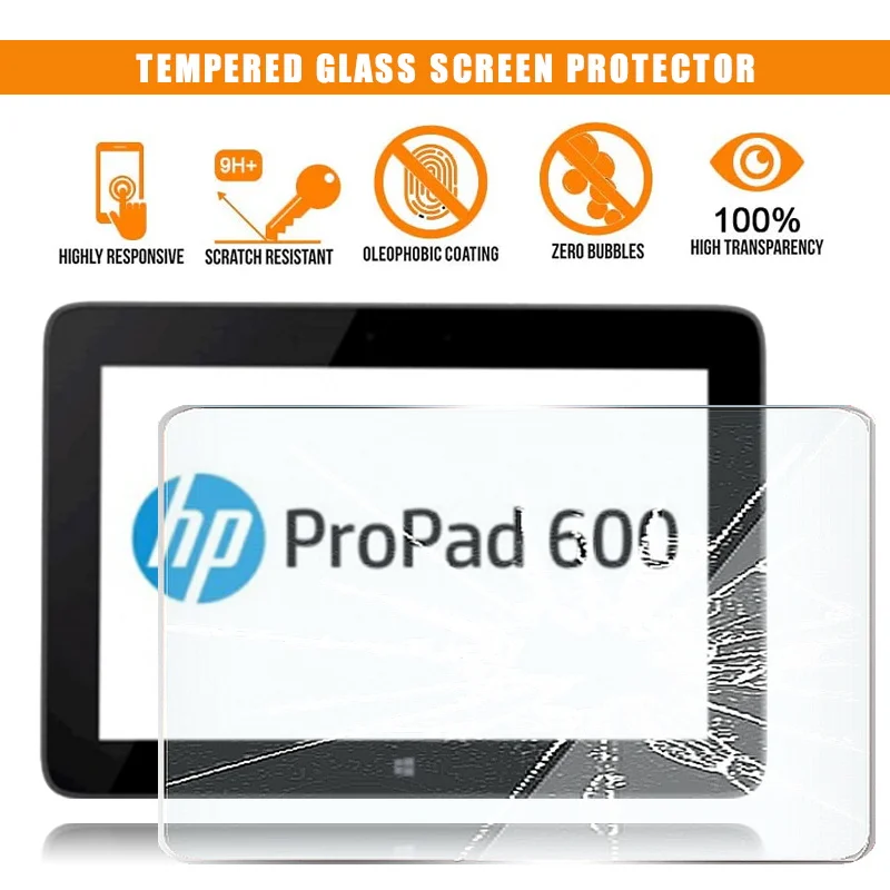 

For HP ProPad 600 10.1" Tablet Tempered Glass Screen Protector 9H Premium Scratch Resistant HD Clear Film Cover