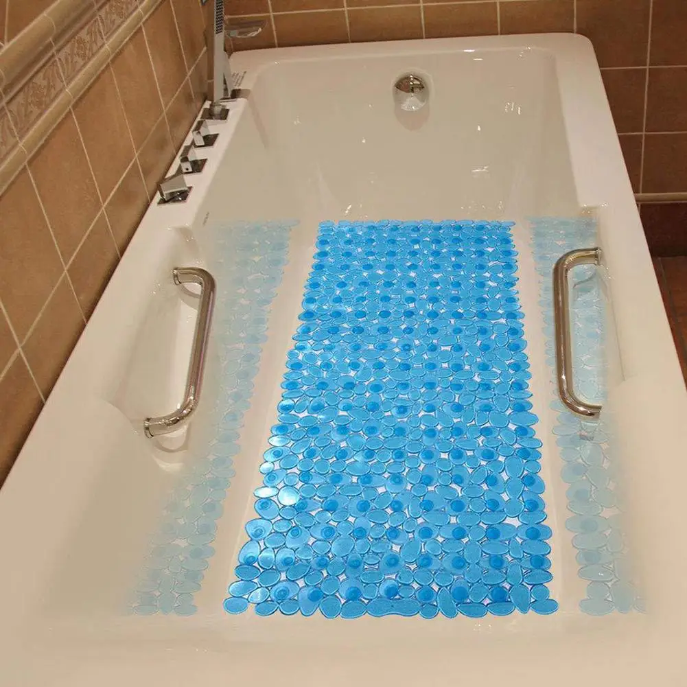 

88*40cm Bathroom Mat Silicone Pad Portable Non-Slip Mat Eco-friendly Cobblestone Texture Lengthe Nonslip Bathroom Bathtub Mat