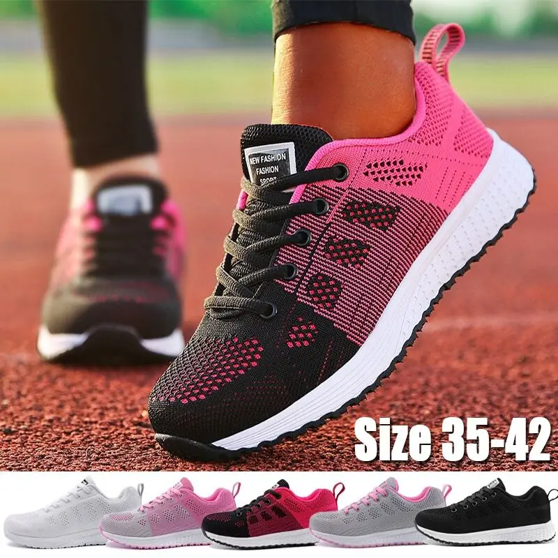 Zapatillas De Deporte informales Para Mujer, zapatos planos con cordones De malla, ligeras y transpirables, 2021