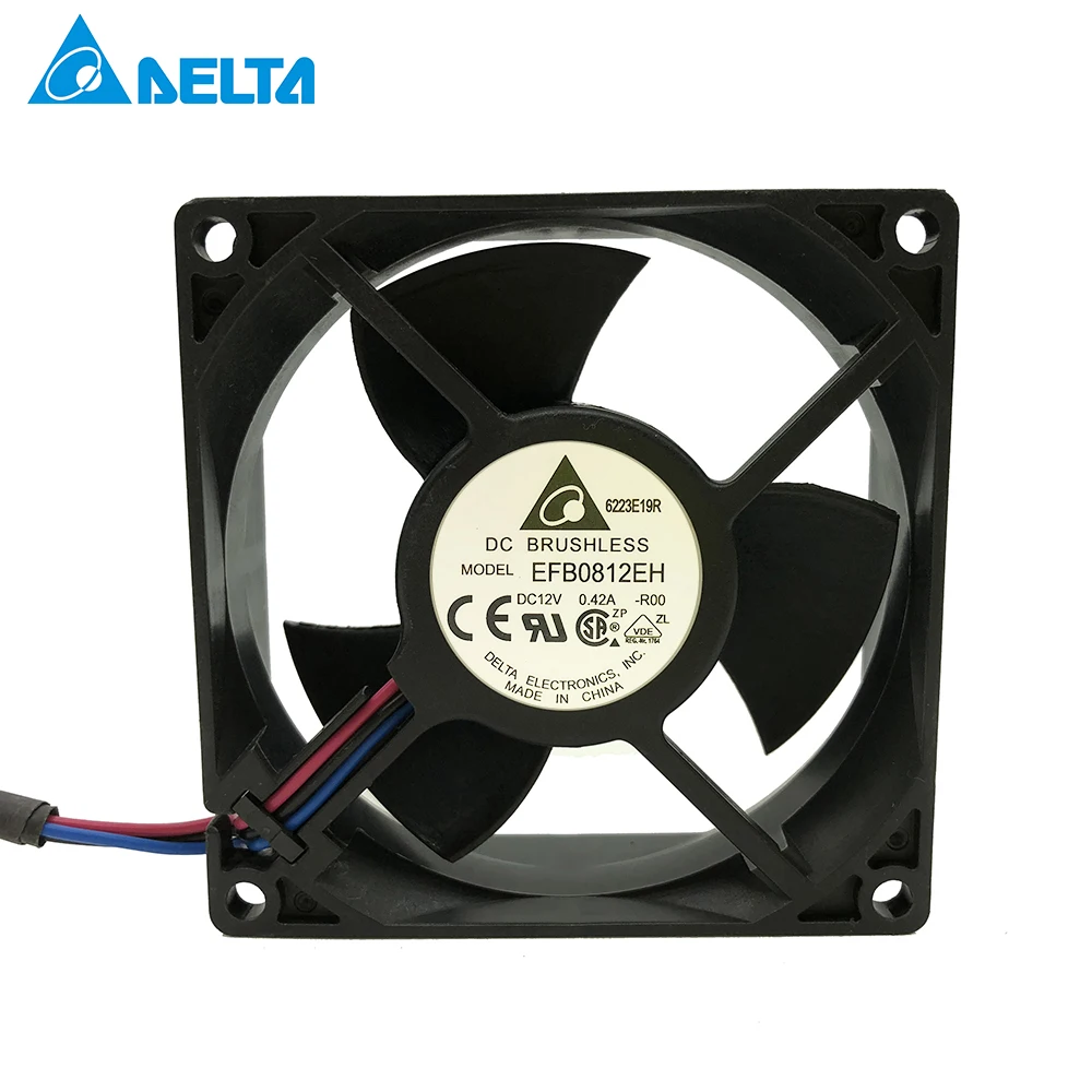 For delta EFB0812EH R00 FOO 8025 8CM 80MM DC 12V 0 42A 3 pin computer cpu 1