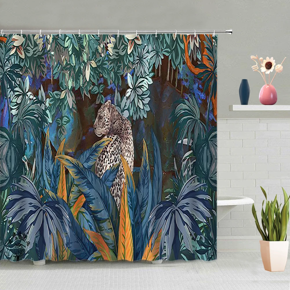 Jungle Cheetah Shower Curtain Leopard Print Wild Animal Bathroom