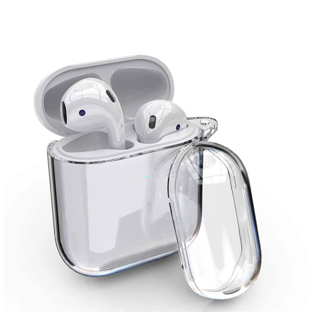 Мягкий прозрачный чехол для беспроводных наушников Airpods 2 защитный Bluetooth ЗАЩИТА