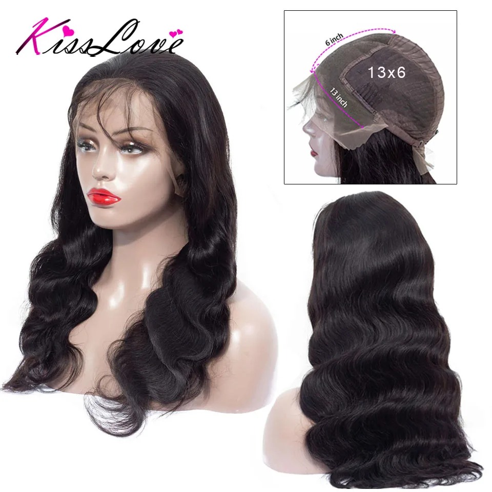

Body Wave Wig 13x6 Lace Frontal Human Hair Wigs for Women Brazilian Remy Pre Plucked with Baby Hair Kiss Love