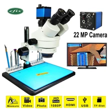 22MP HDMI камера 7-45X Тринокулярный паяльник стерео непрерывный зум микроскопы USB HD камера инструмент для ремонта мобильных телефонов