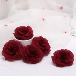 Elegant Gold Silk Rose Heads - Set of 12, Assorted Colors for DIY Wedding and Home Décor (Burgundy)