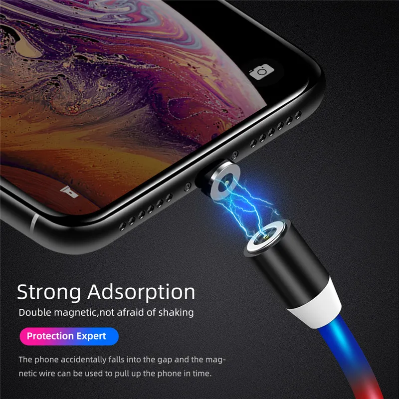 Магнитный светодиодный usb-кабель 2A type-C Mirco USB для samsung S10 S9 huawei type-c зарядная зарядка магнитное зарядное устройство USB-C кабель type C