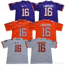 Мужская футболка Clemson college 16 Trevor Lawrence, белый, фиолетовый, оранжевый, сшитая, размер S-3XL