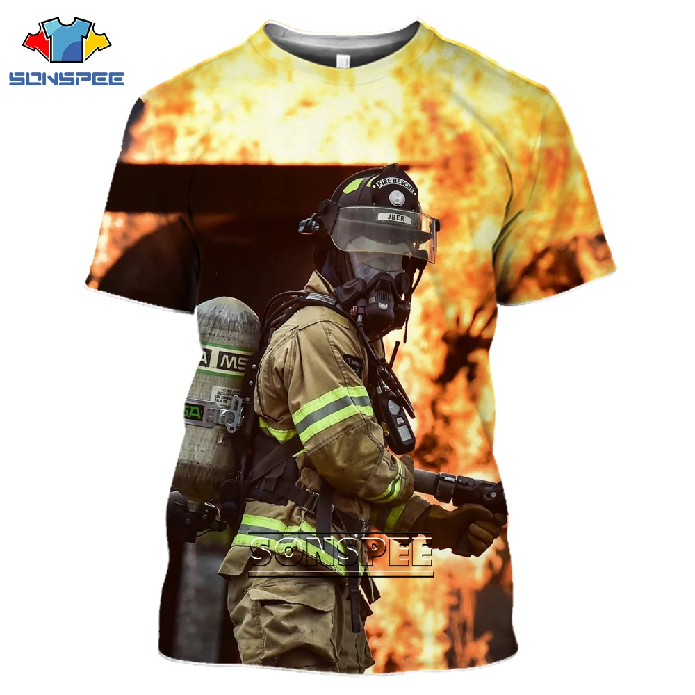 

SONSPEE Lifeguard Firemen fire flame Men Women 3D Print T-shirt Summer Fashion Harajuku Cool Casual Soft Short Sleeve O-Neck Top