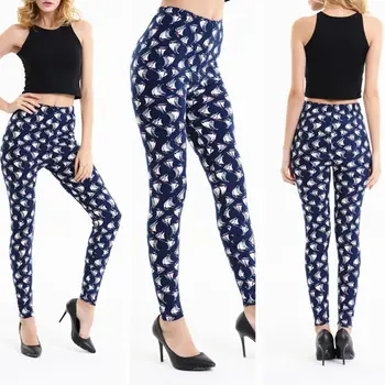 

Women Mid Rise Universe Star Sailboat Printed Leggings Stretchy Milk Fiber Pencil Tights Ankle Length Casual Sport Workout Pants
