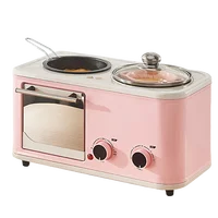 220V 3 In 1 Electric Breakfast Machine Household Bread Toaster Baking Oven FryIng Pan Hot Pot Boiler Food Steamer 2