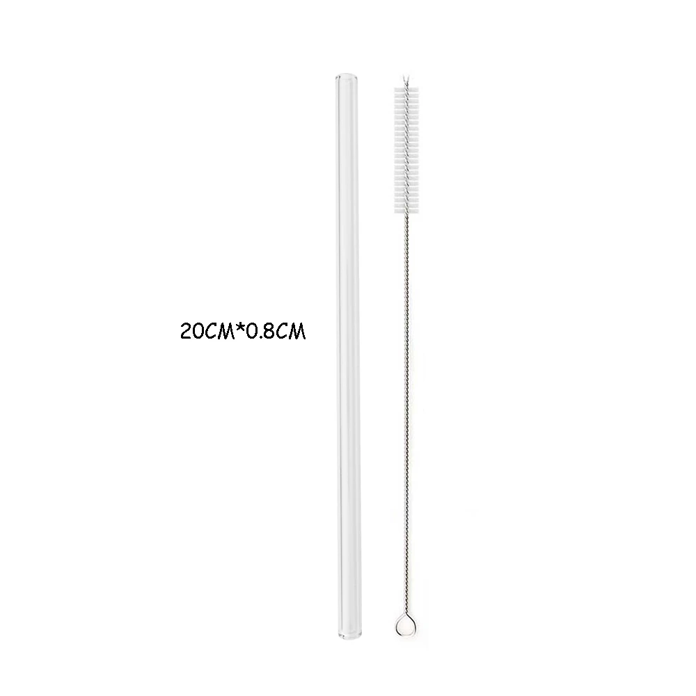 Eco-Friendly Reusable Glass Straw Set with Cleaning Brush