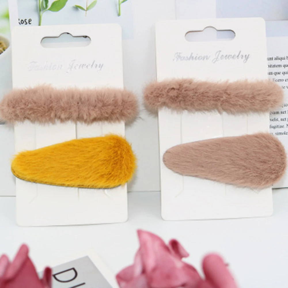 

Hot Winter Warm Soft Rabbit Fur Scrunchie Women Girls Elastic Hair Bands Hair Clips Set Plush Hair Rope Rubber Bands Hair Access