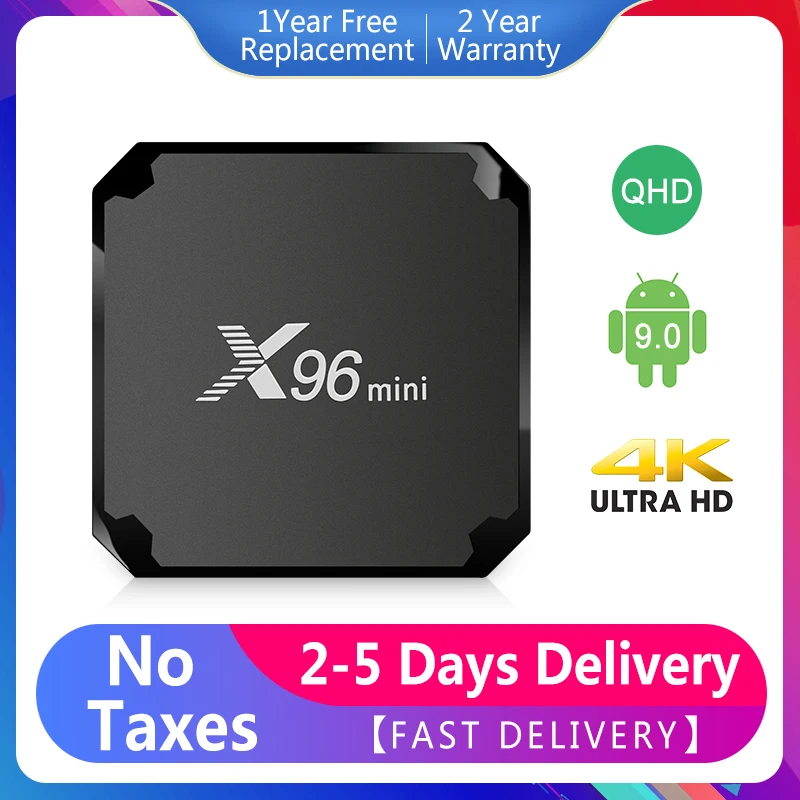 

X96mini QHD FHD 4K Android TV BOX France Delivery No Taxes S905W Android 9.0 2.4Gwifi 1G8G/2G16G 100M X96 MINI Set Top TV Box