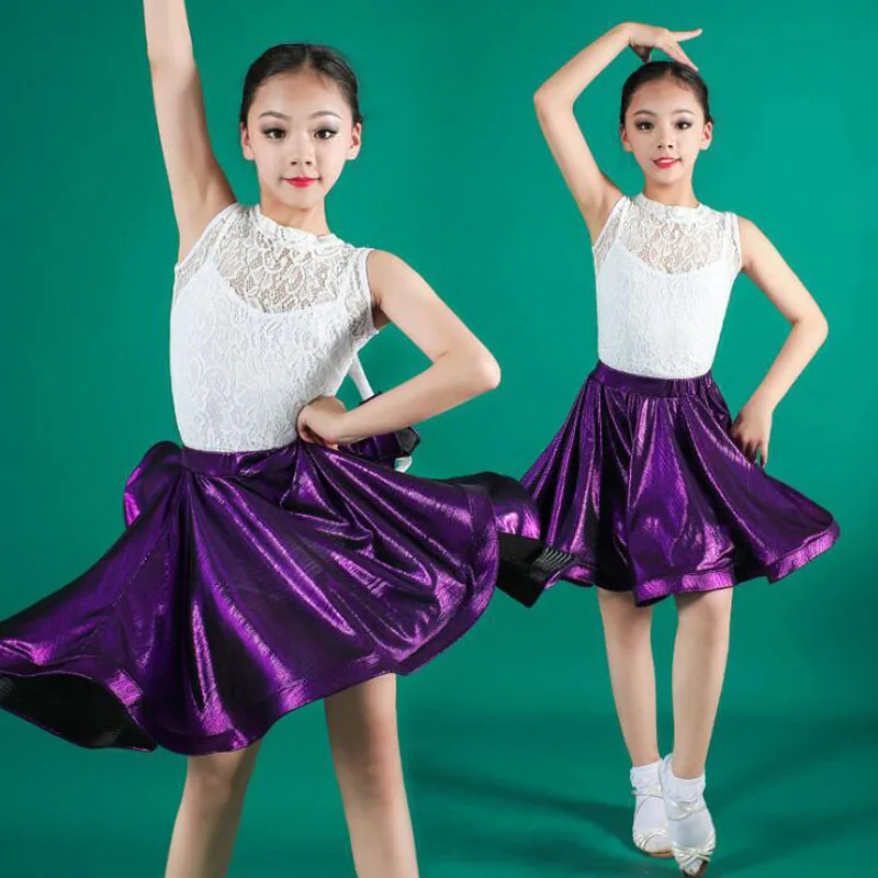 

Child Lace Sequines Latin Dance Ballroom Girls Samba Salsa Dresses Sequin Costumes Children Tango Dress for Kids Latino Cha Cha