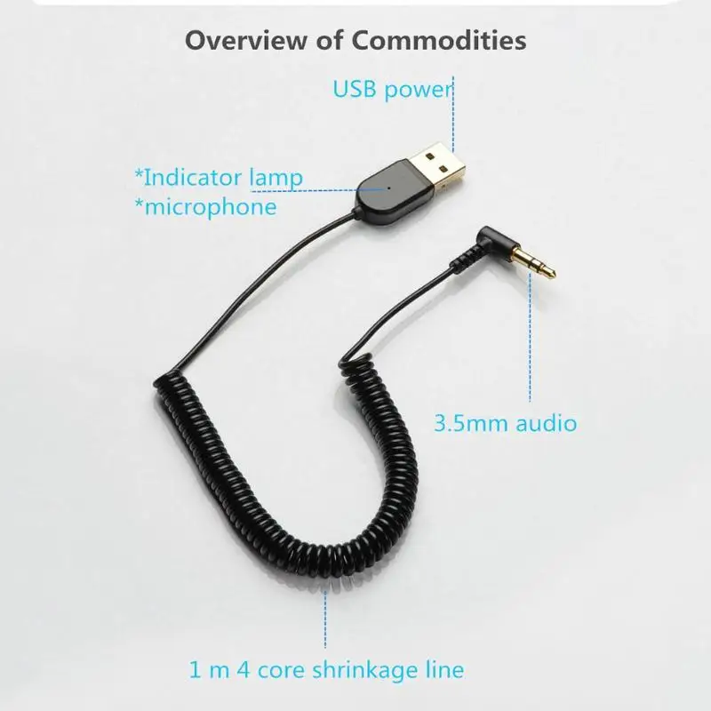 Handsfree Car 3,5 мм Jack аудио кабель программный ключ музыка навигация вещания USB портативный Bluetooth 5,0 приемник адаптер