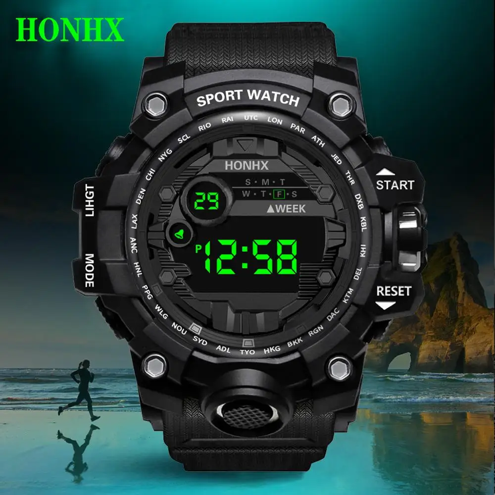 

HONHX Top Brand Luxury Mens Women Digital LED Watch Date Sport Men Outdoor Electronic Mens Watchs reloj digital hombre FN70