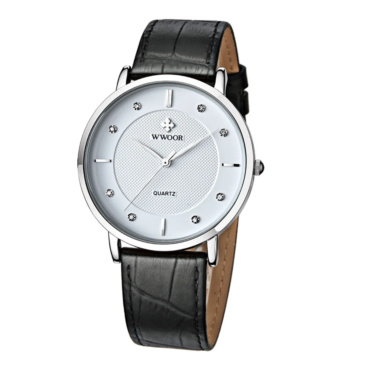 

Wwoor WWOOR 8011 Ultra-Thin MEN'S Watch Cool Simple Waterproof Large Dial Quartz Leather Strap Watch
