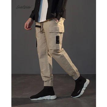 

SODA WATER Cargo Pants 2018 Mens Fashion Tactical Trouser Hip Hop Streetwear Casual Cotton Multi Pockets Pants 8867W