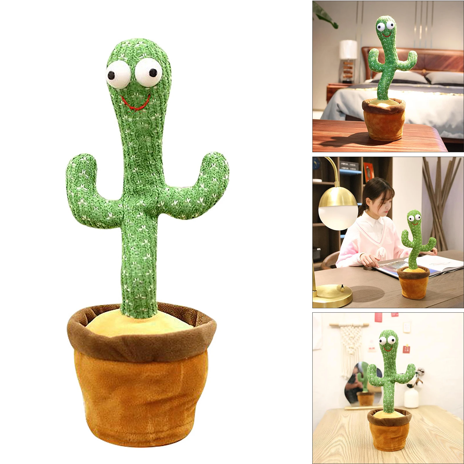 Cute Electric Cactus Plush Doll Twist Dancing Toy Decor Recording Parrot USB Cactus Plush Toy Funny Dancing Singing Toy