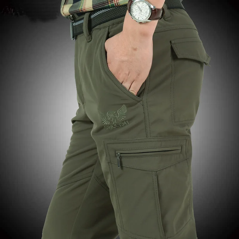 Новые флисовые толстые зимние брюки мужские ветрозащитные теплые водонепроницаемые брюки повседневные брюки мужские военный армейский грузовой брюки мужские 4xl