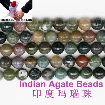 

OMHXZJ Wholesale 3 4 6 8 10 12 14 MM Natural Stone Smooth Indian Agate Round Loose Beads Jewelry ZZ53