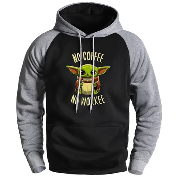 

Mandalorian Baby Yoda Hoodies 2020 Male Brand Star Wars Sweatshirts Mens Fleece No Coffee No Workee Raglan Streetwear Pullovers