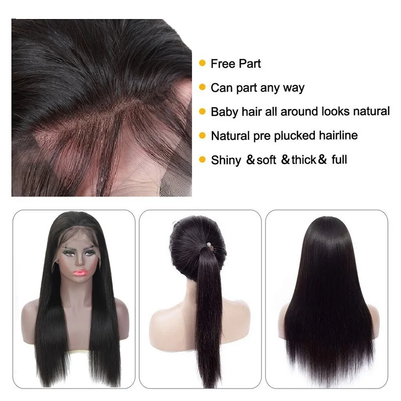 Sweetie волосы перуанские прямые 360 кружевные передние искусственные