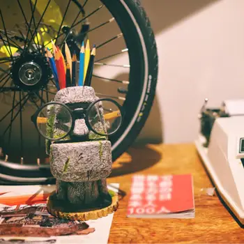 

Easter Island Moai Pen Storage Holder Pencil Flower Pot Decoration Office Supplies Stylish Resin Pen Holder Home Office Ornament