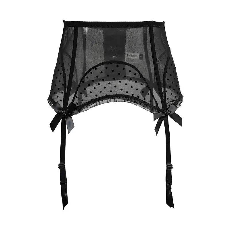 Black Polka Dot Gauze Bowknot 4 Fishbones Metal Buckle High Waist Women's Garter  Belt for Stockings Sexy Lingerie Gift S514 - AliExpress 200574005