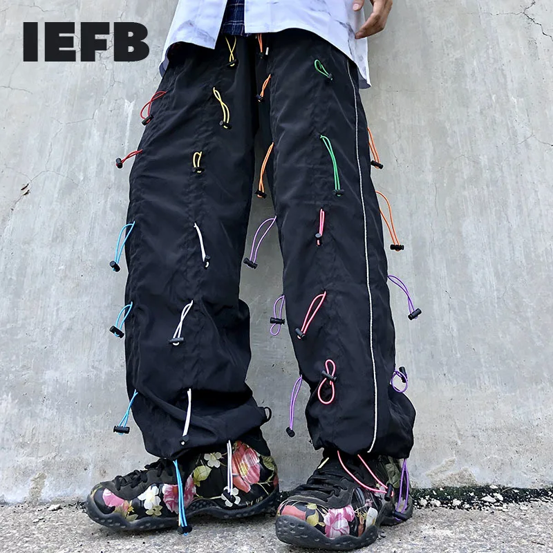 Leg-Pants Oversized IEFB High-Street Wear Drawstring-Function Loose Mens Tide 9Y3017