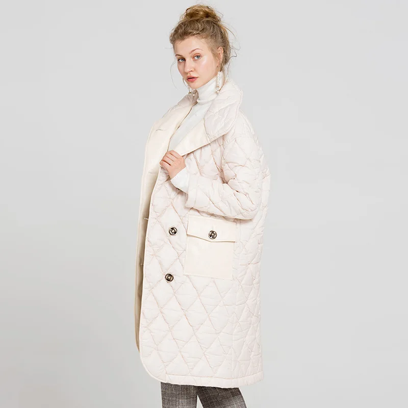 

Yigelila over-the-Knee Mid-length Warm down Feather Off-white Cotton Coat Overcoat Women's 9615