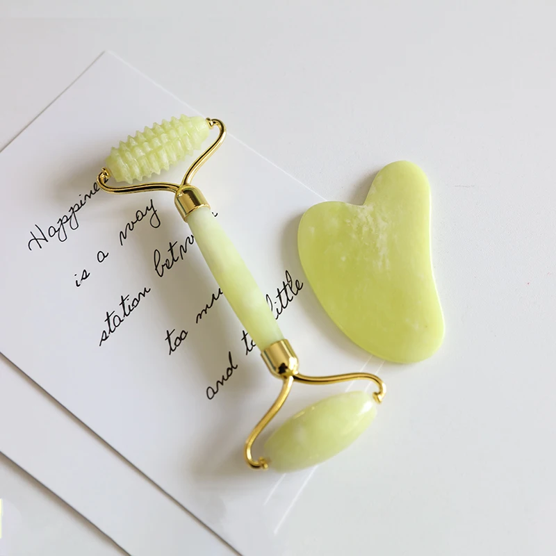 PROD 1005002116207434 Natural Topaz Jade Roller Gua Sha Scraper Facial
Massager for Face Skin Care Beauty Tools Body Head Neck and Back
Massage Roller