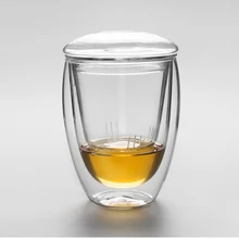 350 мл Изолированная стеклянная кофейная чашка с двойными стенками с фильтром и крышкой, ежедневная посуда для напитков, кружка для сока, личная чайная чашка для воды