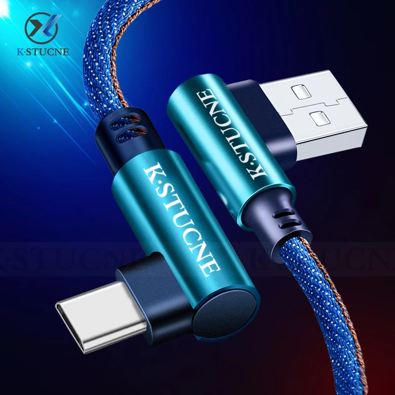 

90 Degree Fast Charging Cable USB Type C Cable For Huawei P10 P20 P30 Pro Lite For Samsung Redmi Note 7 Type-C Charger Data Line