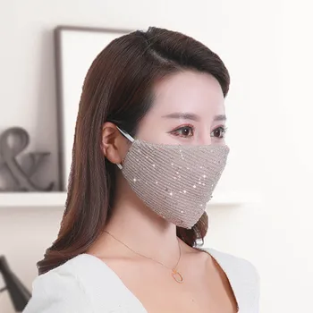 

Shining Sequined Face Mask Adult Women Fashionable Mouth Mask Washable Reusable Glitter Mouth Cover Mascarilla Lavable Mujer