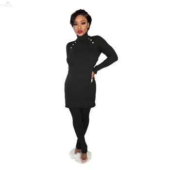 

Women Two Piece Outfits Women Set Turtleneck Full Sleeve Tops+ Pants Solid Two Piece Set Suit Casual Tracksuit Women Outfits