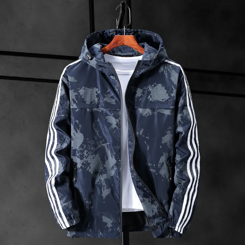Плюс 10XL 9XL 8XL 7XL новая камуфляжная куртка для мужчин размера плюс камуфляжная ветровка с капюшоном куртки Военная парусиновая Куртка парка - Цвет: Синий