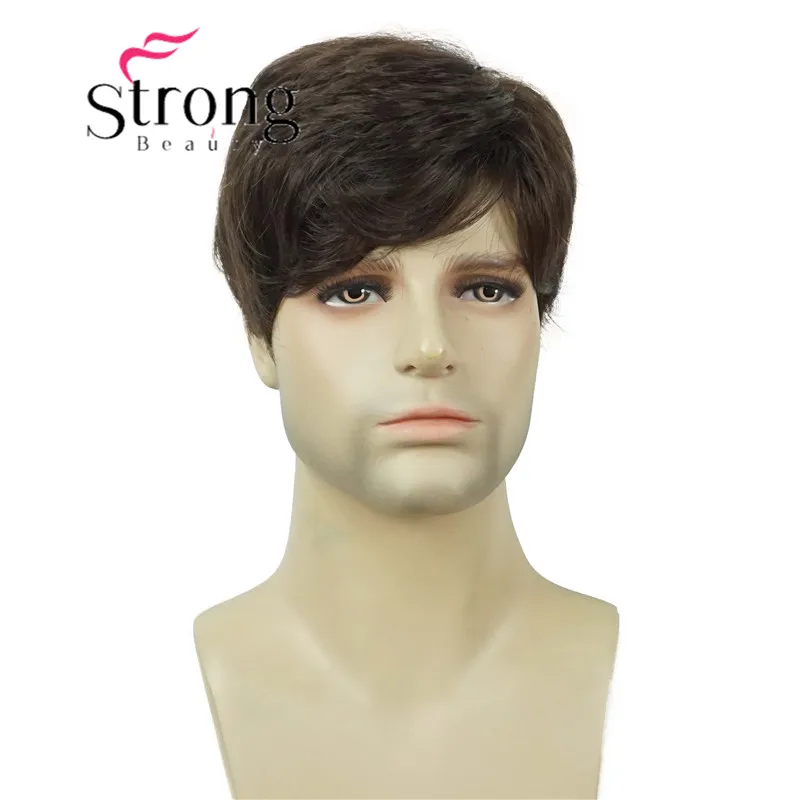 

StrongBeauty Men's wigs Dark Brown/Black Natural Short Straight Hair Synthetic Wig