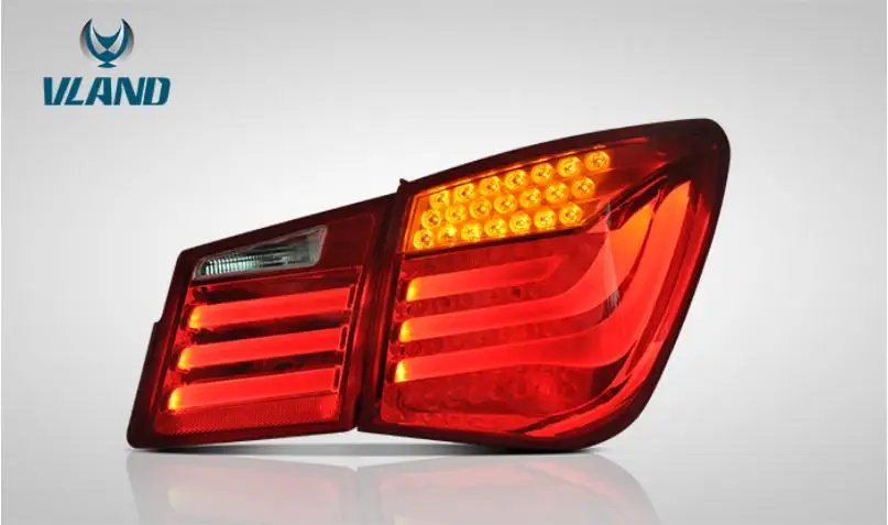 Vland фабрика для автомобиля задний фонарь для Cruze задний фонарь 2010 2011 2012 2013 светодиодный задний фонарь с поворотник+ plug and play - Цвет: Red clear