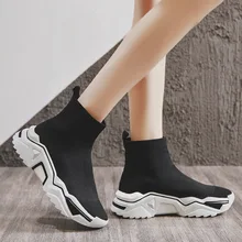 Осенне-зимние модели эластичных носков; новые женские тканевые кроссовки с высоким берцем; модная прогулочная обувь; женские ZZ-161