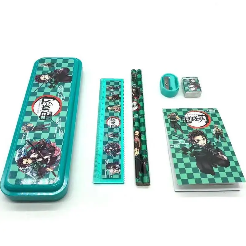 6 In 1 Stationery Set Cute Anime Demon Slayer Kimetsu No Yaiba Kamado Tanjirou Nezuko Boy Girls Kids Gift School Pencil Ruler Stationery Set Aliexpress