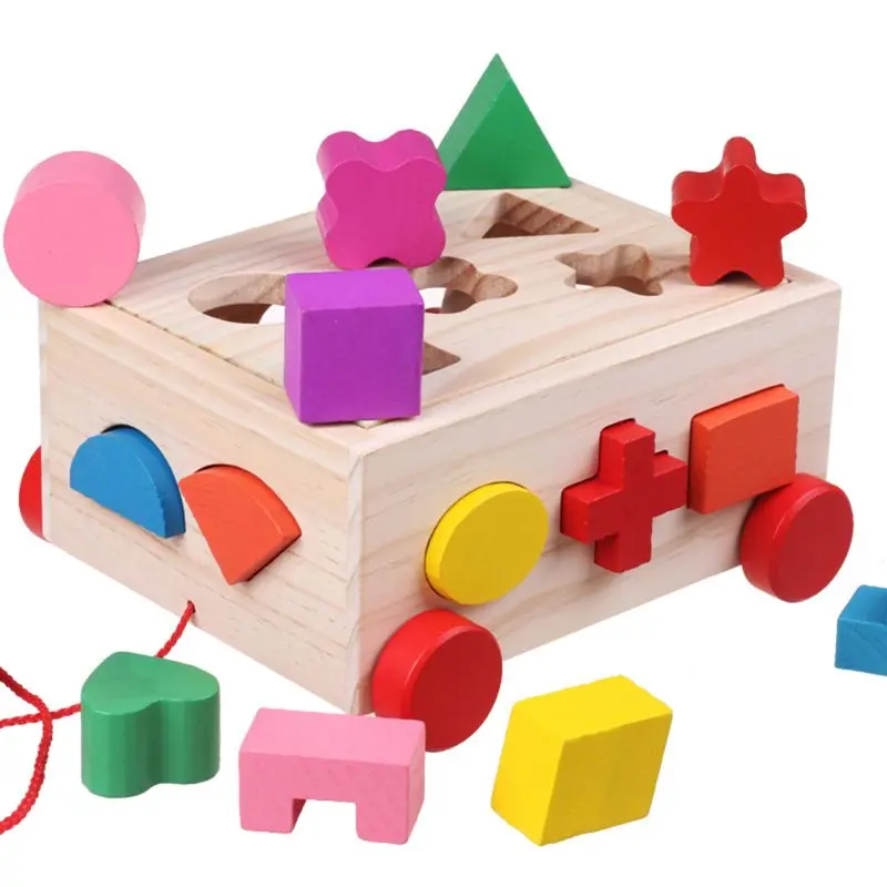 

Shape Sorting Cube Toys Wooden Blocks Colorful Sorter Matching Game Box Children Learning Educational Puzzle Gift
